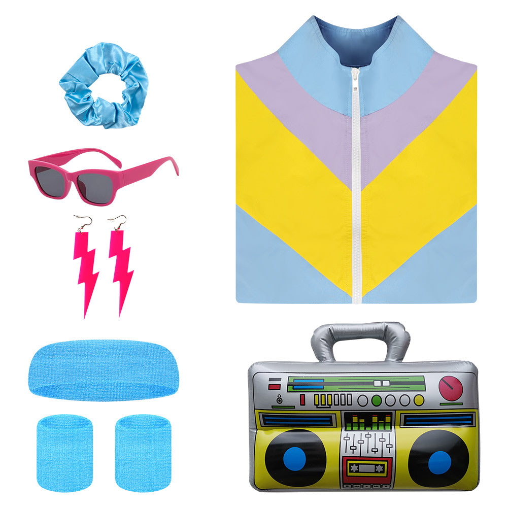 unisex Cosplay Kostüm Outfits Halloween Karneval Anzug Bunte Sportbekleidung 80er 90er Jahre Trainingsanzüge Set