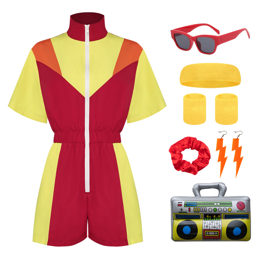 unisex Jumpsuit Farbige Sportkleidung Kostüm Outfits Halloween Karneval Anzug 80er 90er Jahre Trainingsanzüge Set