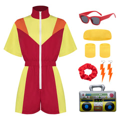 unisex Jumpsuit Farbige Sportkleidung Kostüm Outfits Halloween Karneval Anzug 80er 90er Jahre Trainingsanzüge Set