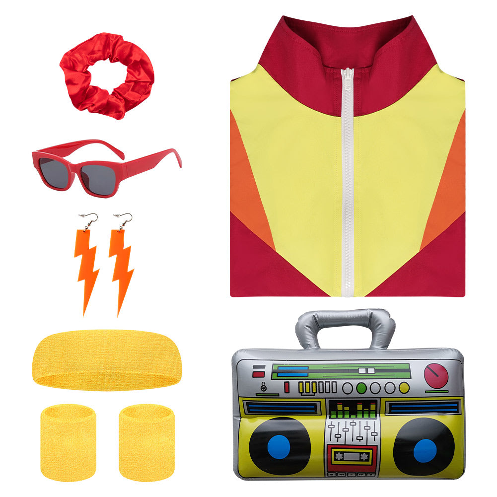 unisex Jumpsuit Farbige Sportkleidung Kostüm Outfits Halloween Karneval Anzug 80er 90er Jahre Trainingsanzüge Set