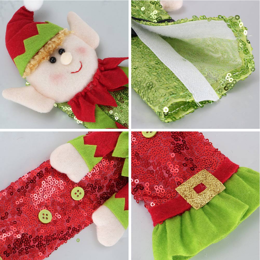 Weihnachtselfe Puppe Mikrowellenherd Kühlschrank Griff Handschuhe