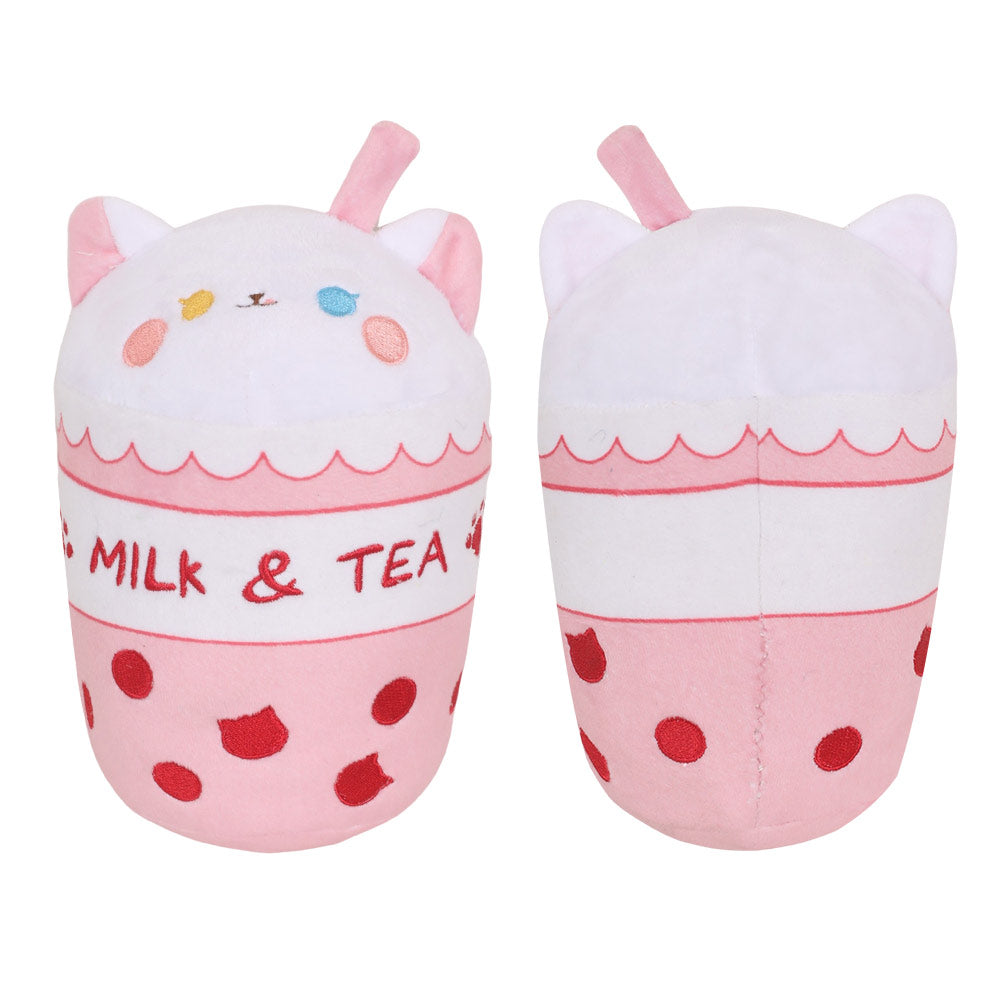 Weiße Katze Milch Teeflasche Plüschtiere Cartoon weiche Stoffpuppen Maskottchen Geburtstag Weihnachtsgeschenke