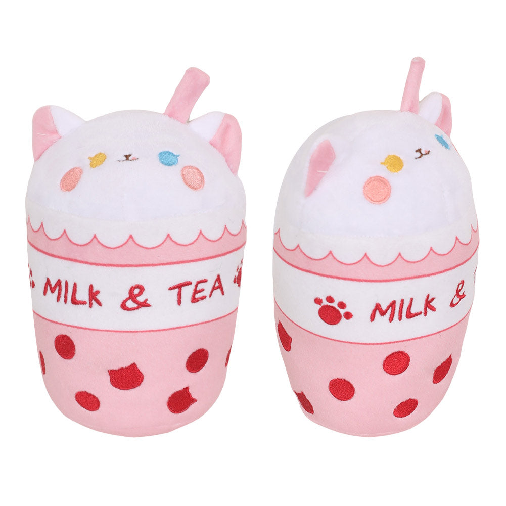 Weiße Katze Milch Teeflasche Plüschtiere Cartoon weiche Stoffpuppen Maskottchen Geburtstag Weihnachtsgeschenke