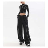 Y2K Hosen Herbst/Winter Gespleißte Freizeithosen Outdoor Sport Sweatpants Streetwear
